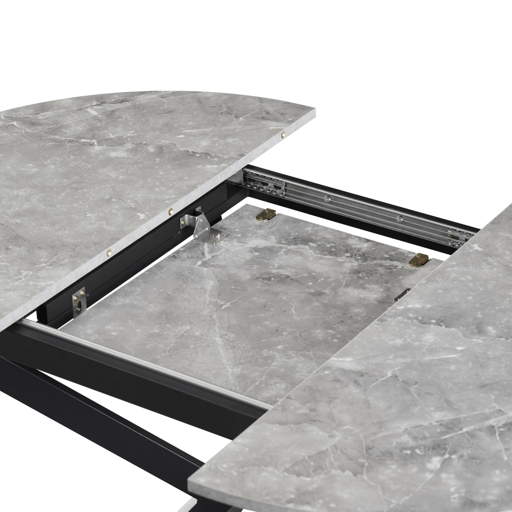 Masa extensibila de dining, beton/neagra, 100x100-140x75 cm, ABERO TIP 1 — imaginea 7