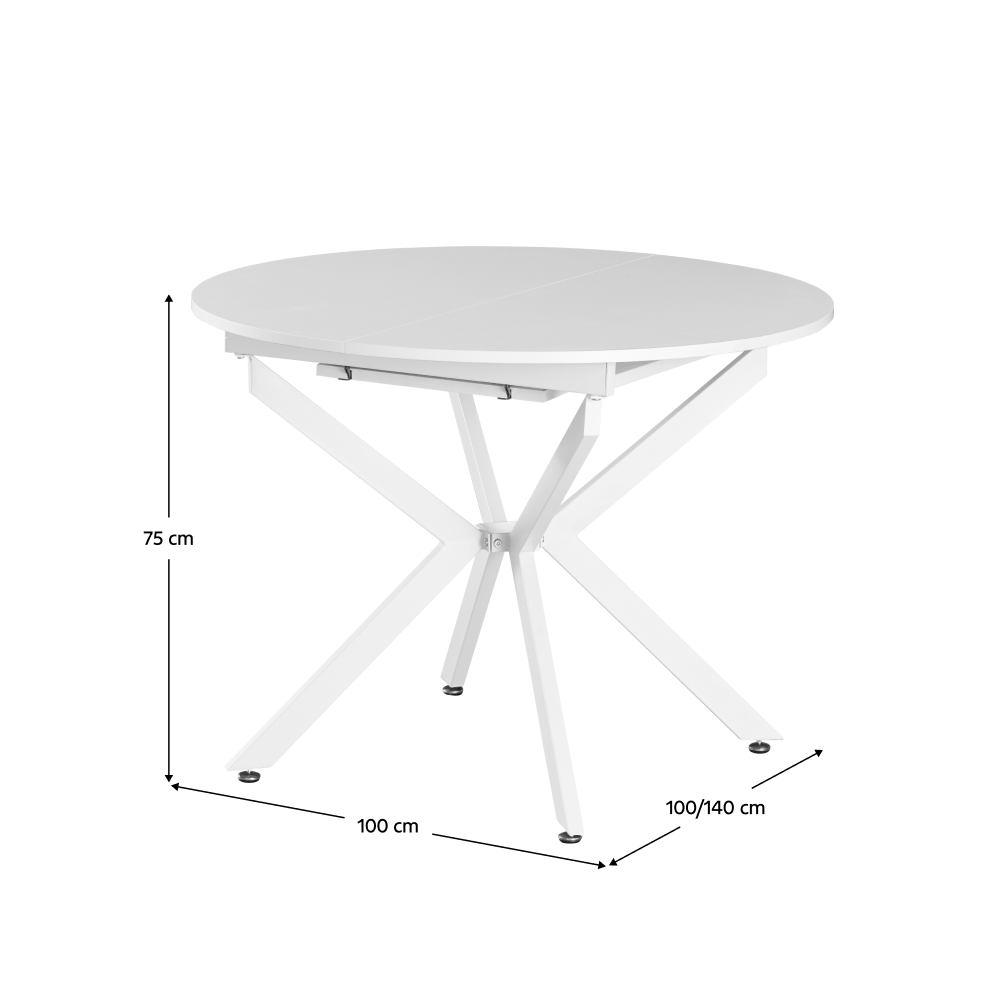Masa extensibila de dining, alba, 100x100-140x75 cm, ABERO TIP 1 — imaginea 10