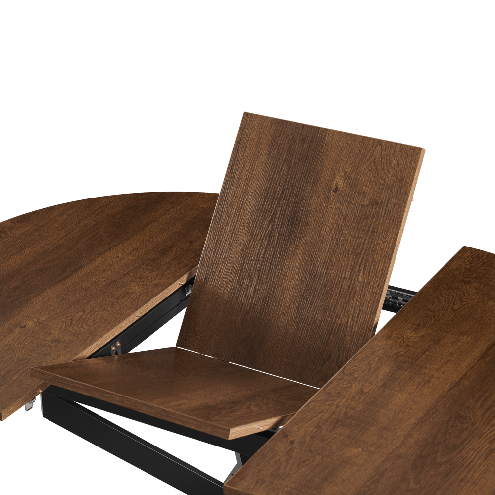 Masa extensibila de dining, stejar inchis/neagra, 100x100-140x75 cm, ABERO TIP 1 — imaginea 4