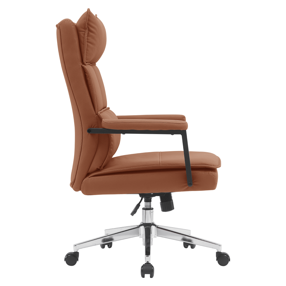 Scaun de birou, piele ecologica maro camel/crom, KAHIL — imaginea 3