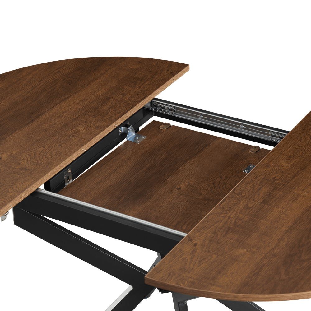 Masa extensibila de dining, stejar inchis/neagra, 100x100-140x75 cm, ABERO TIP 1 — imaginea 5