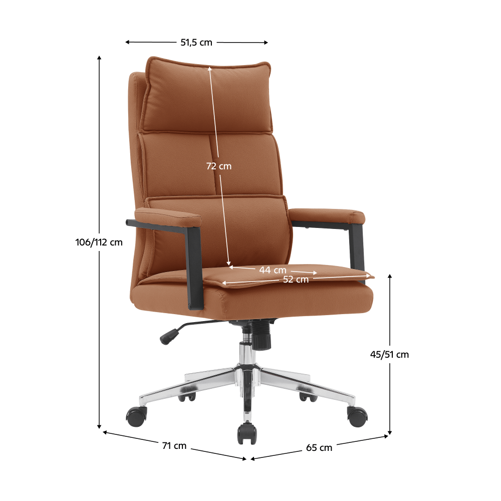 Scaun de birou, piele ecologica maro camel/crom, KAHIL — imaginea 6