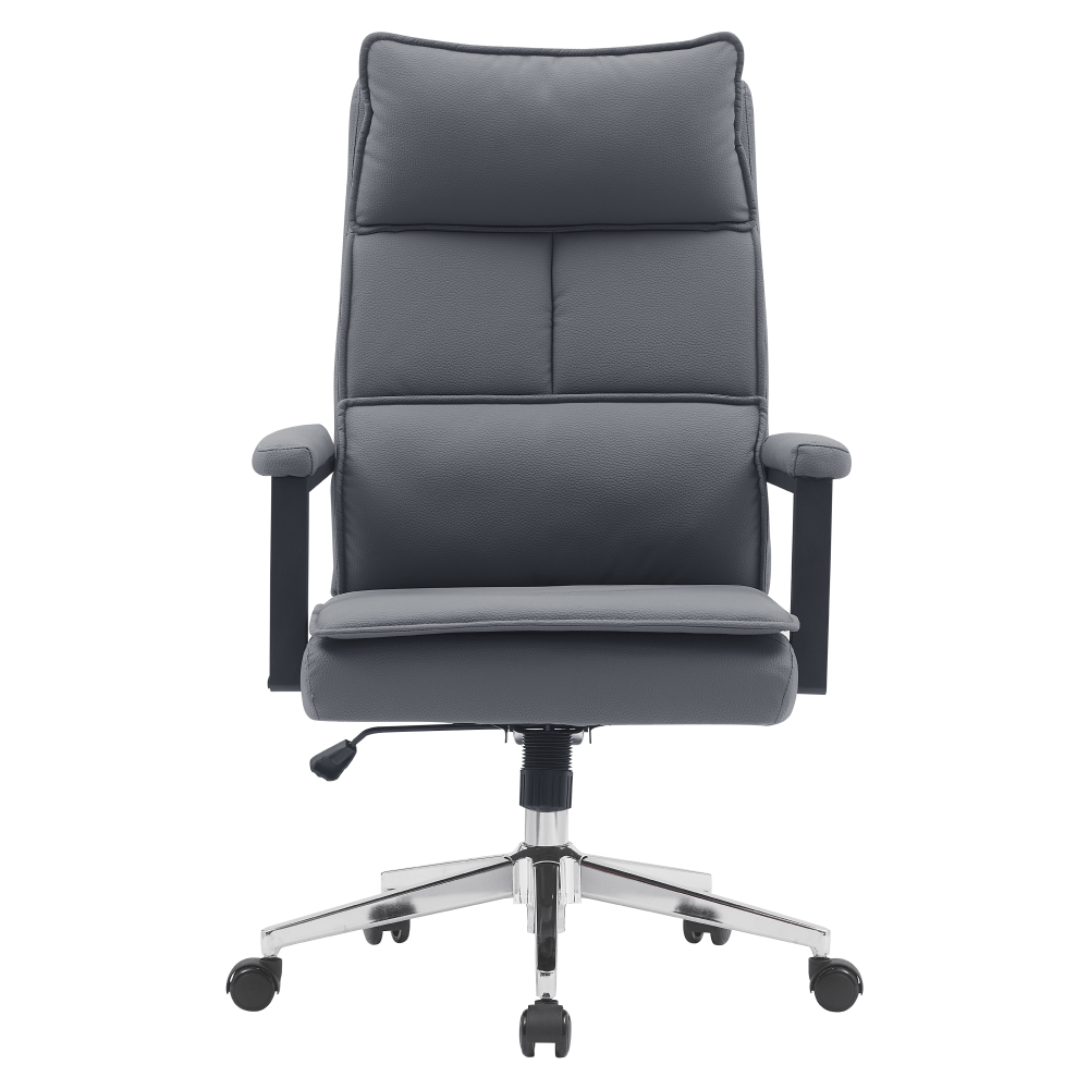 Scaun de birou, piele ecologica gri/crom, KAHIL — imaginea 2