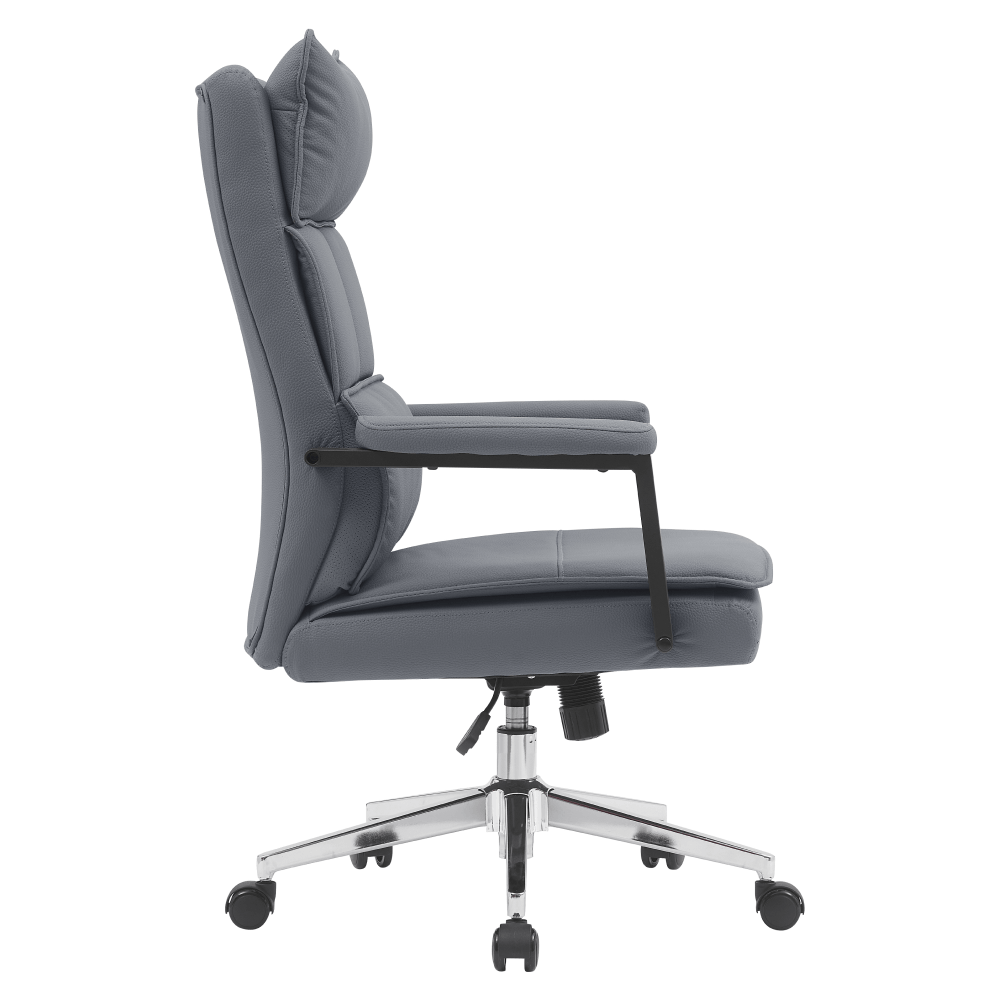 Scaun de birou, piele ecologica gri/crom, KAHIL — imaginea 3