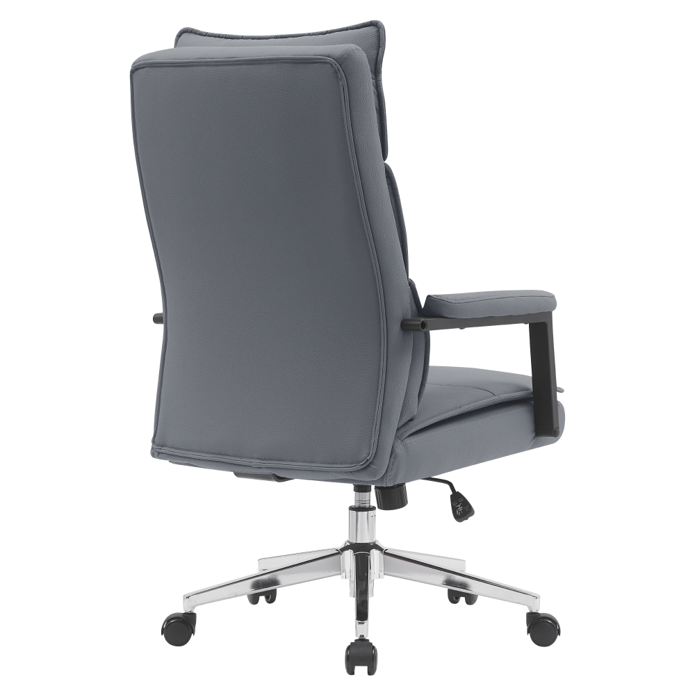 Scaun de birou, piele ecologica gri/crom, KAHIL — imaginea 4