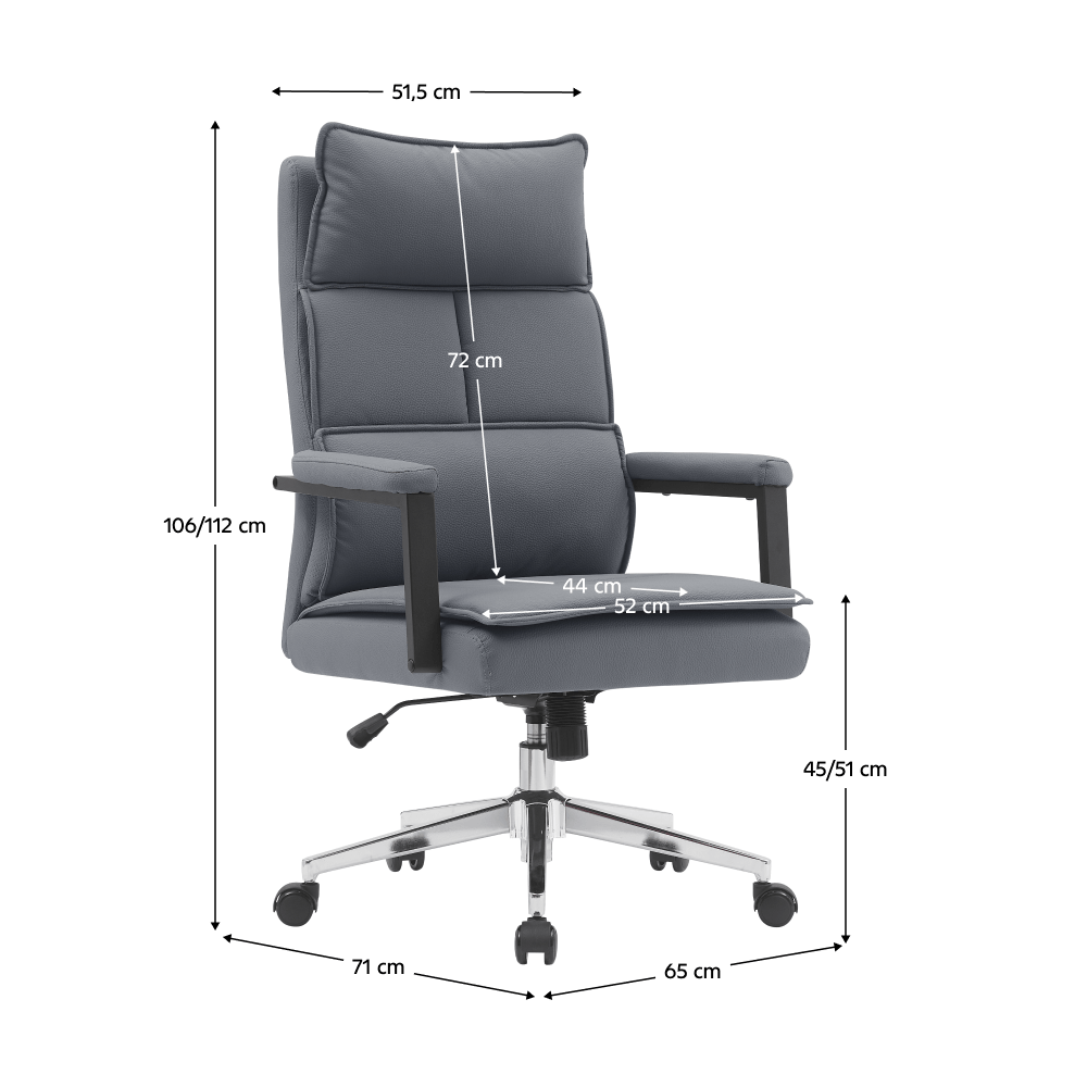 Scaun de birou, piele ecologica gri/crom, KAHIL — imaginea 6