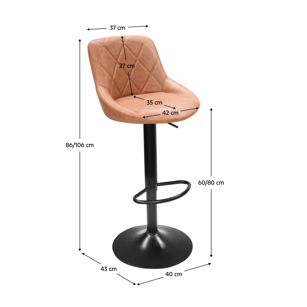 Scaun de bar, coniac/negru, TERKAN NEW — imaginea 6