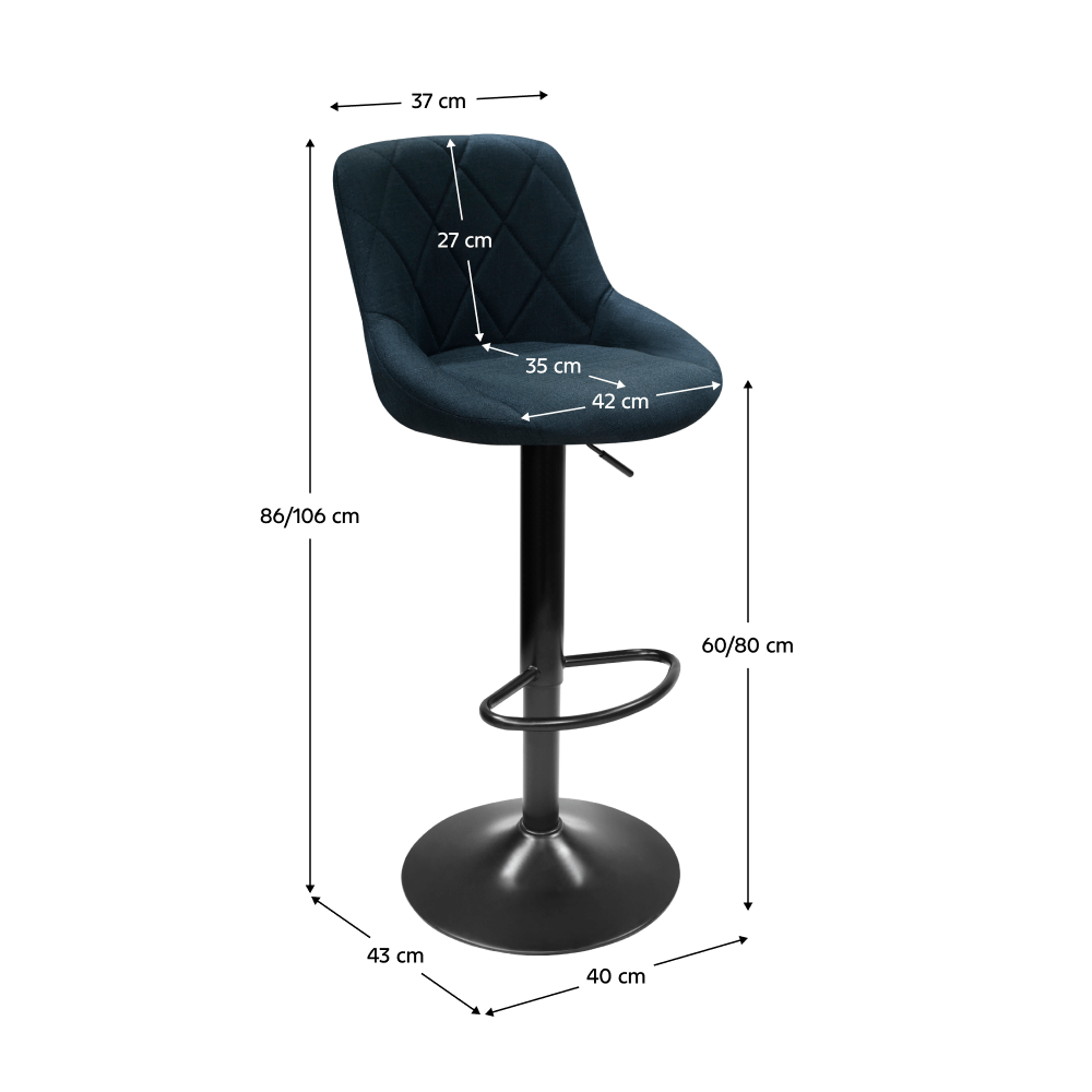 Scaun bar, material textil negru, TERKAN NEW — imaginea 6