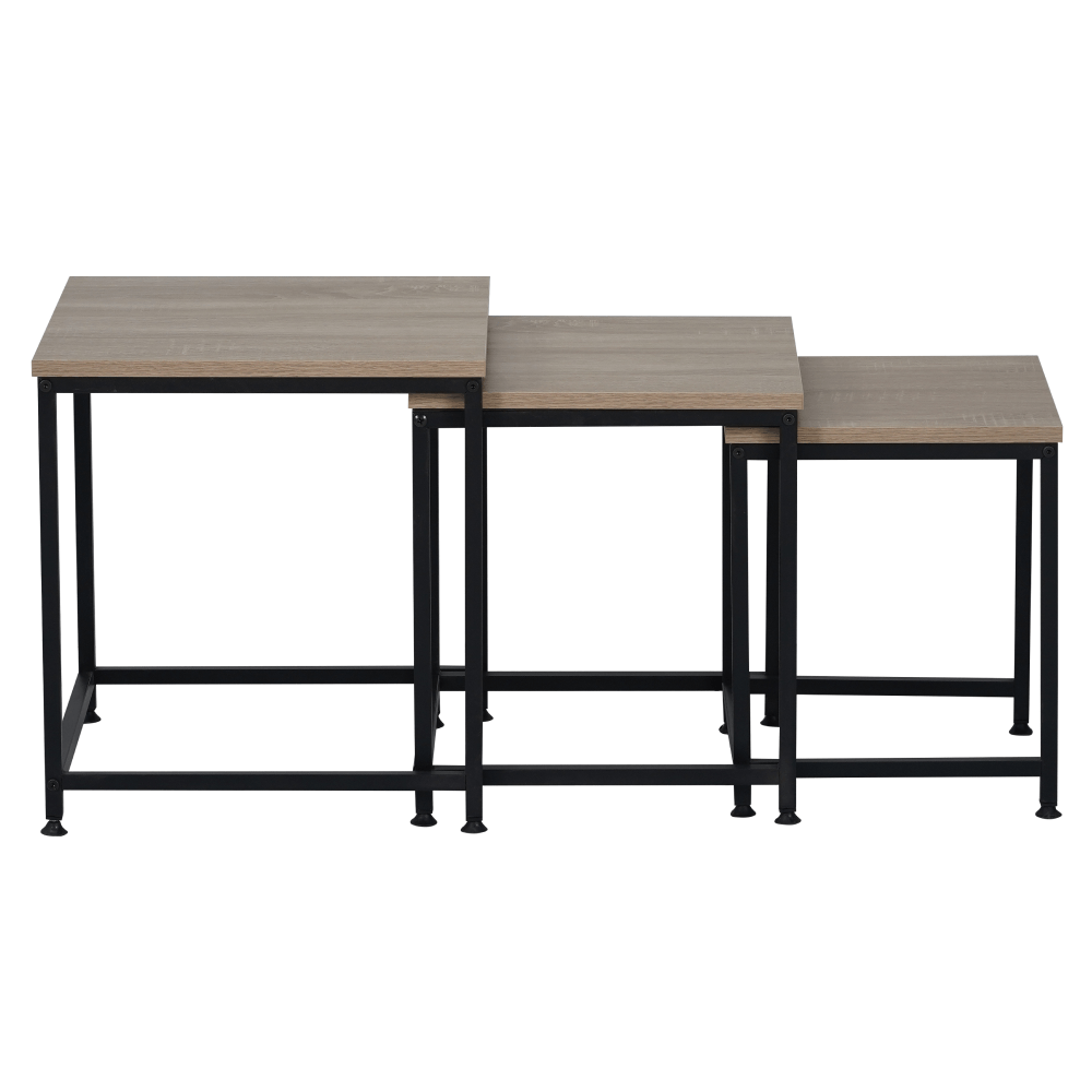 Masute de cafea, set de 3 buc., stejar sonoma/negru, KASTLER 2 NEW TYP 3 — imaginea 2