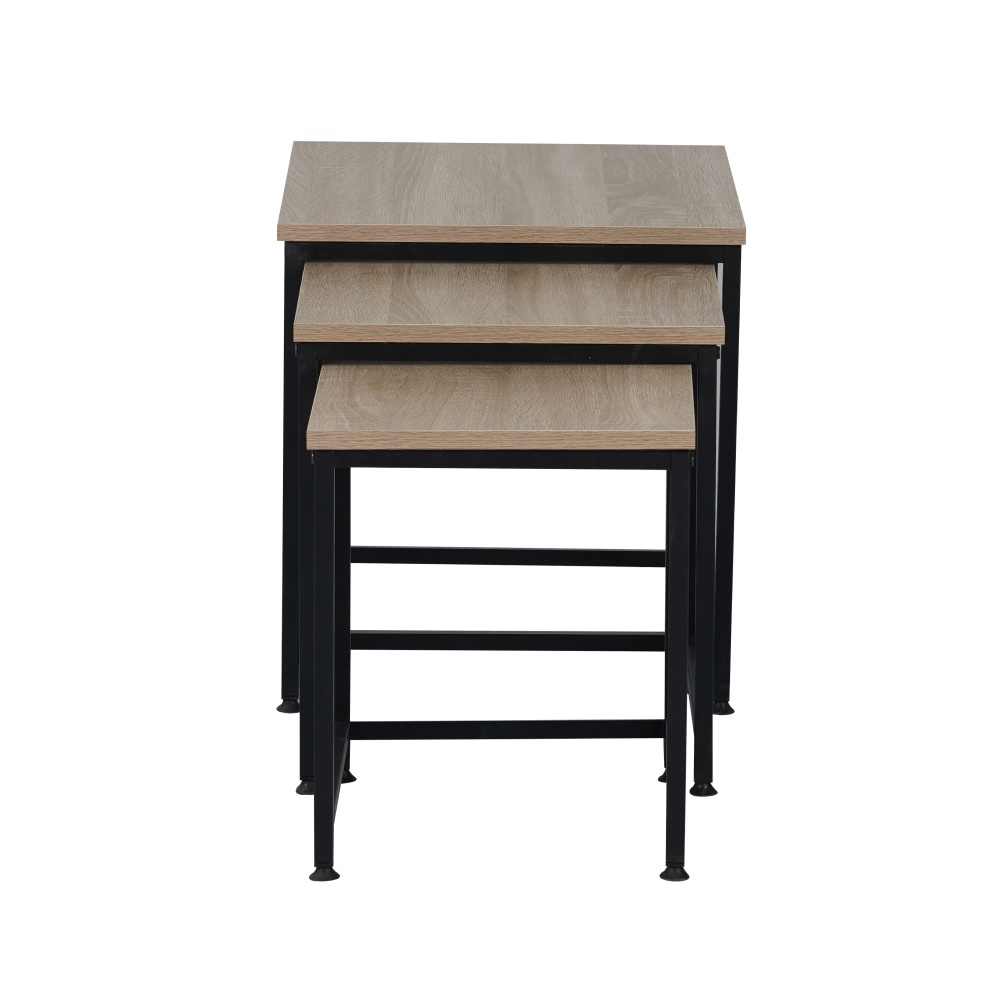 Masute de cafea, set de 3 buc., stejar sonoma/negru, KASTLER 2 NEW TYP 3 — imaginea 3