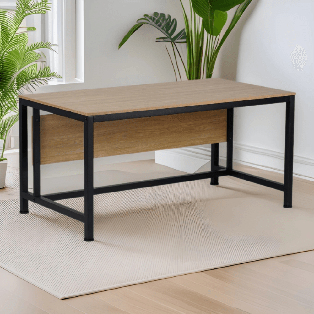 Birou, stejar/negru, 150x80 cm, KILIS NEW — imaginea 4