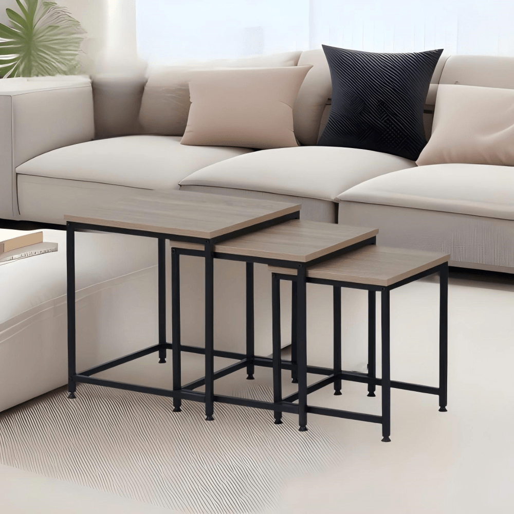 Masute de cafea, set de 3 buc., stejar sonoma/negru, KASTLER 2 NEW TYP 3 — imaginea 4