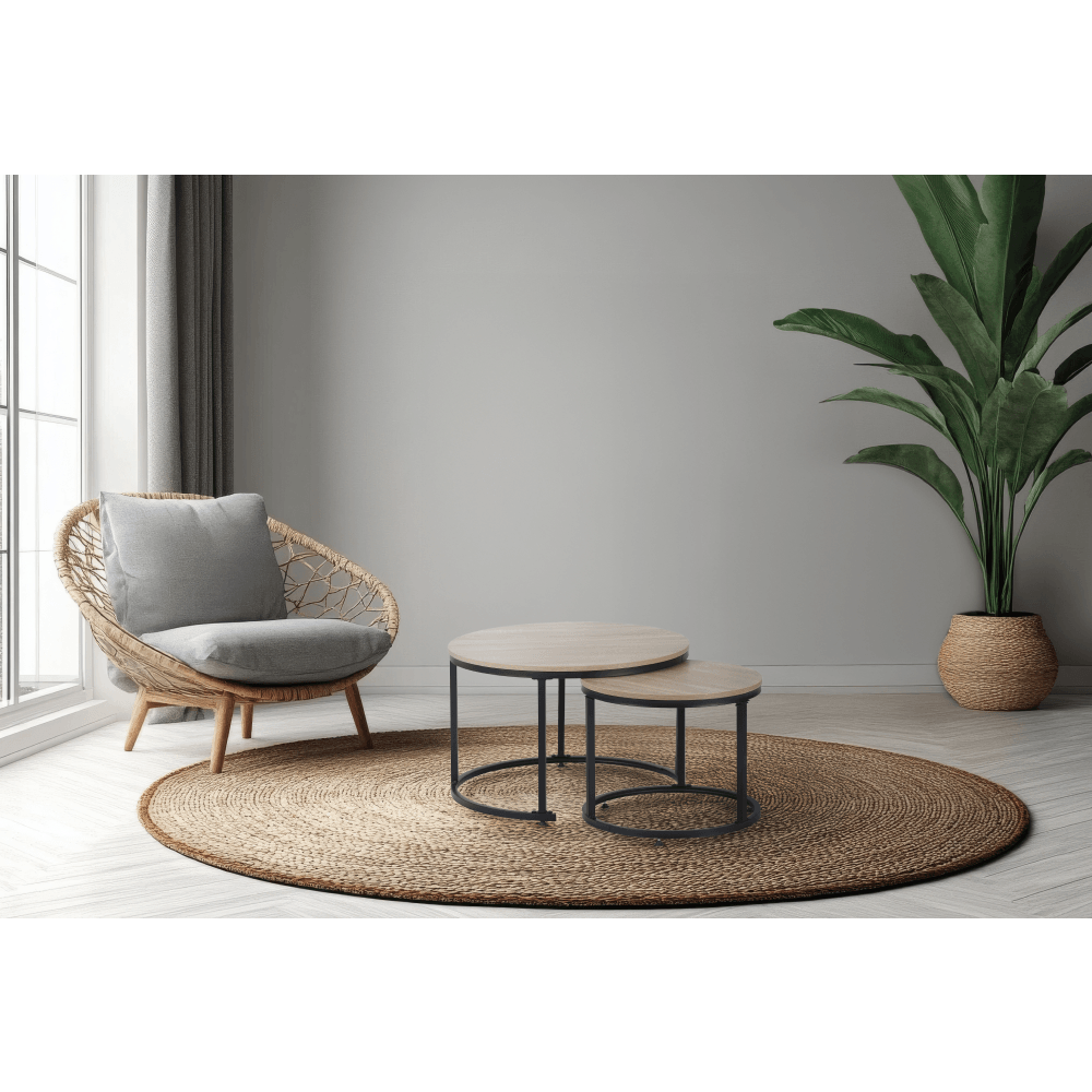Masute de cafea, set de 2 buc., stejar sonoma/negru, TARNI — imaginea 4