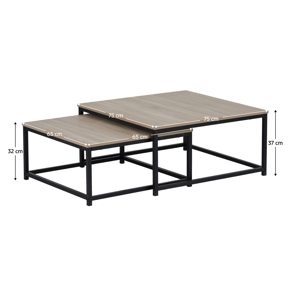 Masute de cafea, set de 2 buc., stejar sonoma/negru, KASTLER 2 NEW TYP 1 — imaginea 5