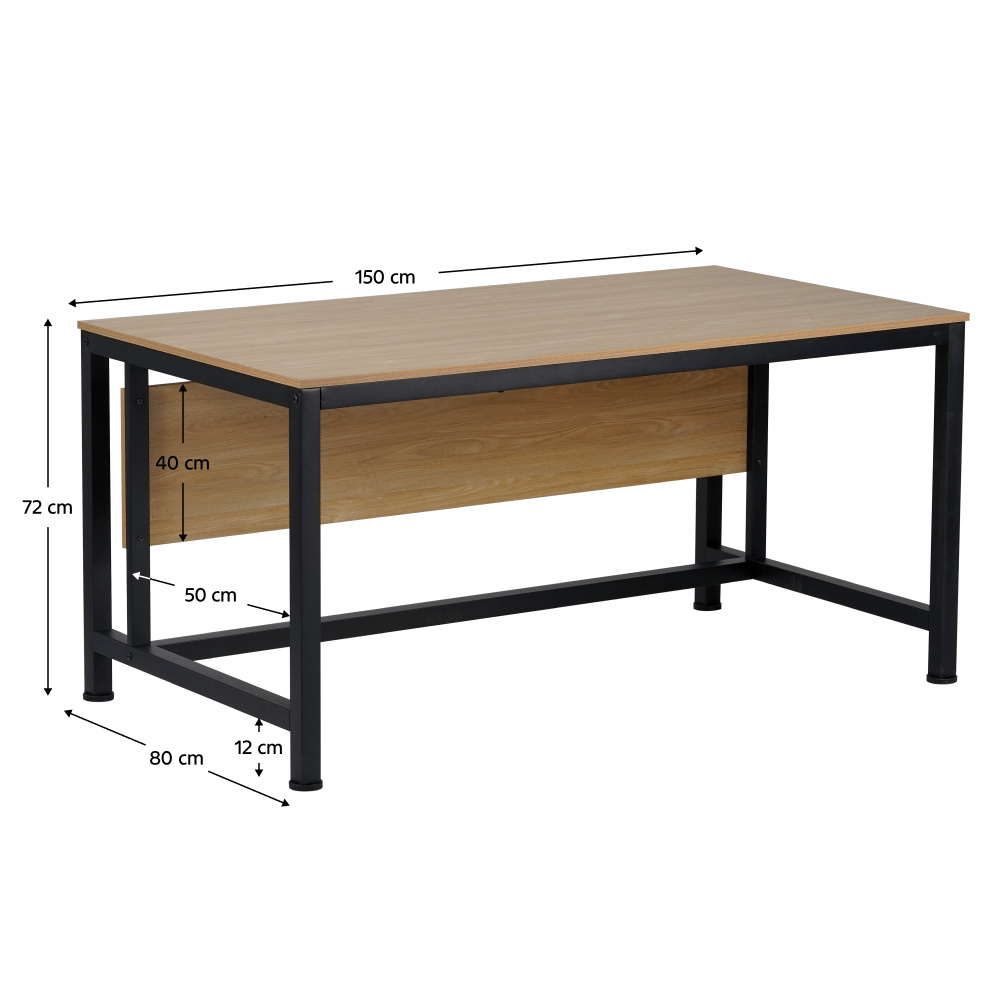 Birou, stejar/negru, 150x80 cm, KILIS NEW — imaginea 5