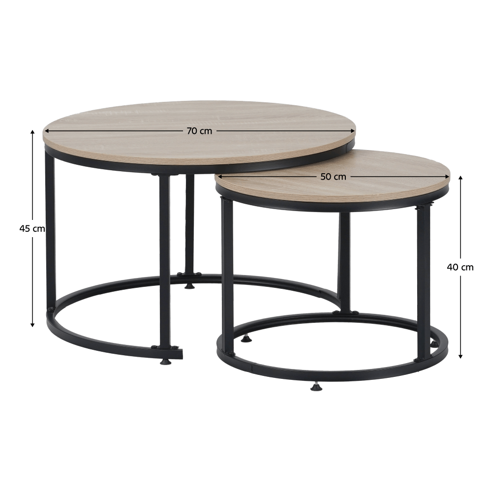 Masute de cafea, set de 2 buc., stejar sonoma/negru, TARNI — imaginea 5