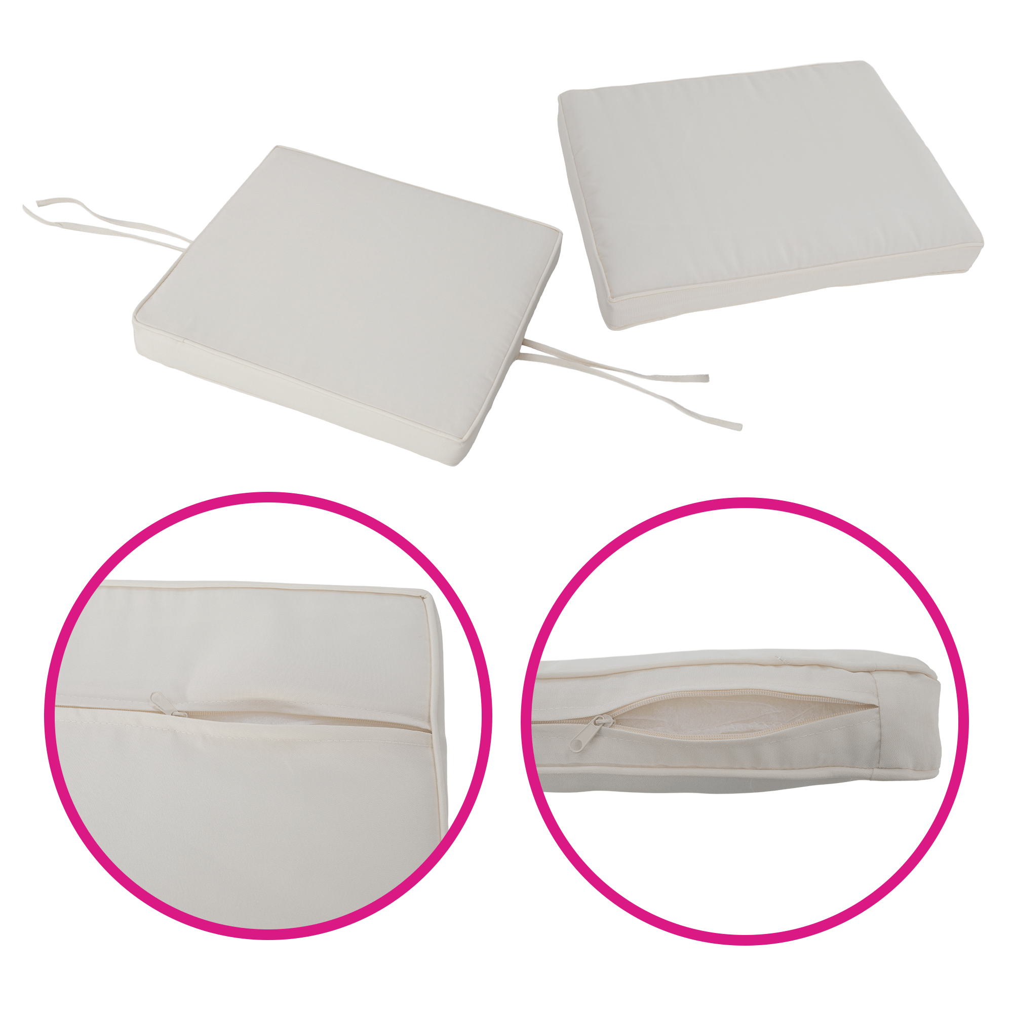 Set de gradina din ratan, lemn de salcam, negru/crem/natural, MELFORD — imaginea 7