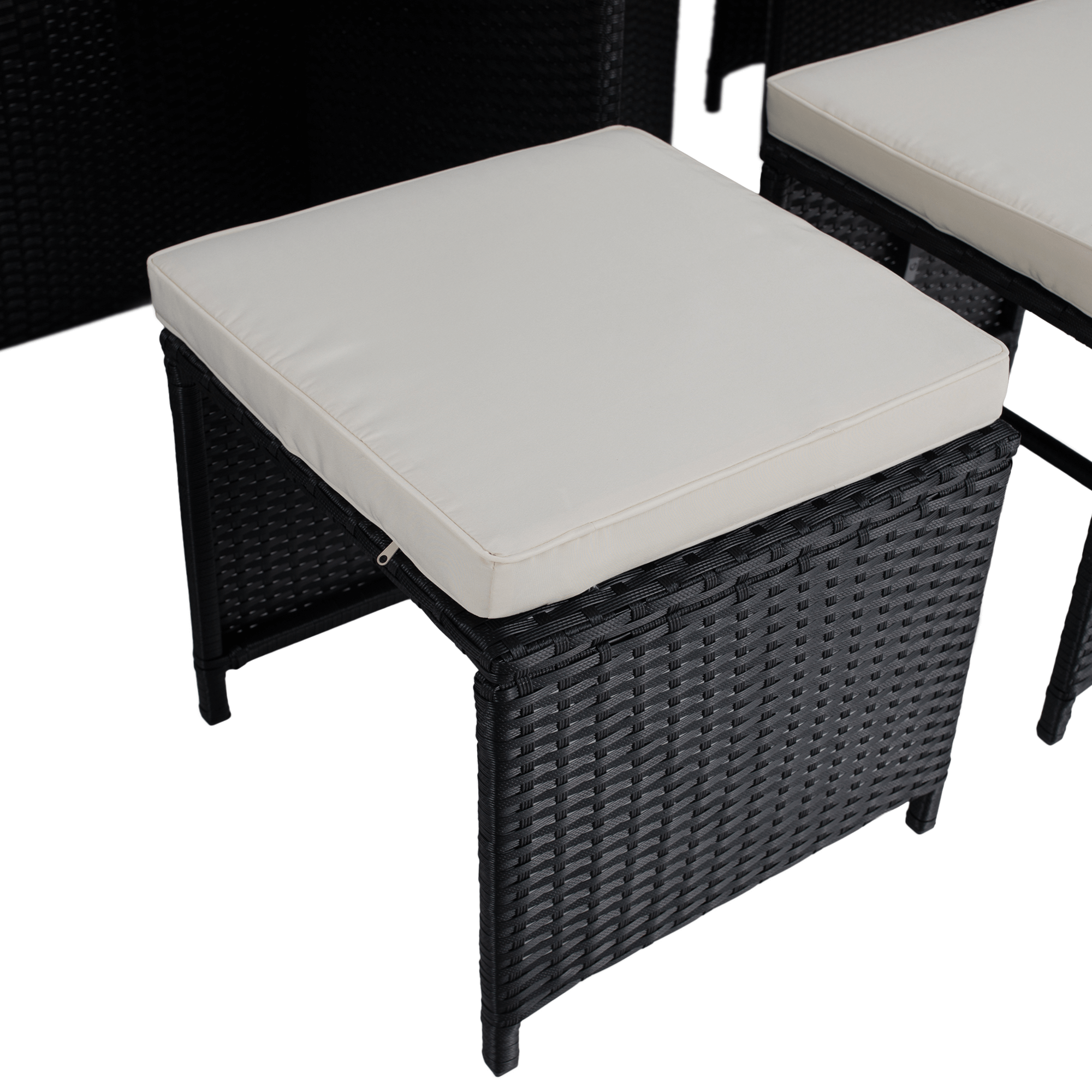 Set de gradina din ratan, lemn de salcam, negru/crem/natural, MELFORD — imaginea 8