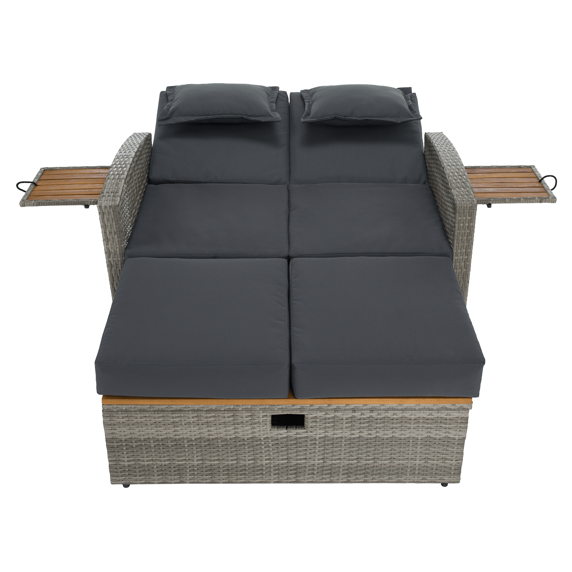 Canapea de gradina din ratan, gri/natural, MALORY — imaginea 7