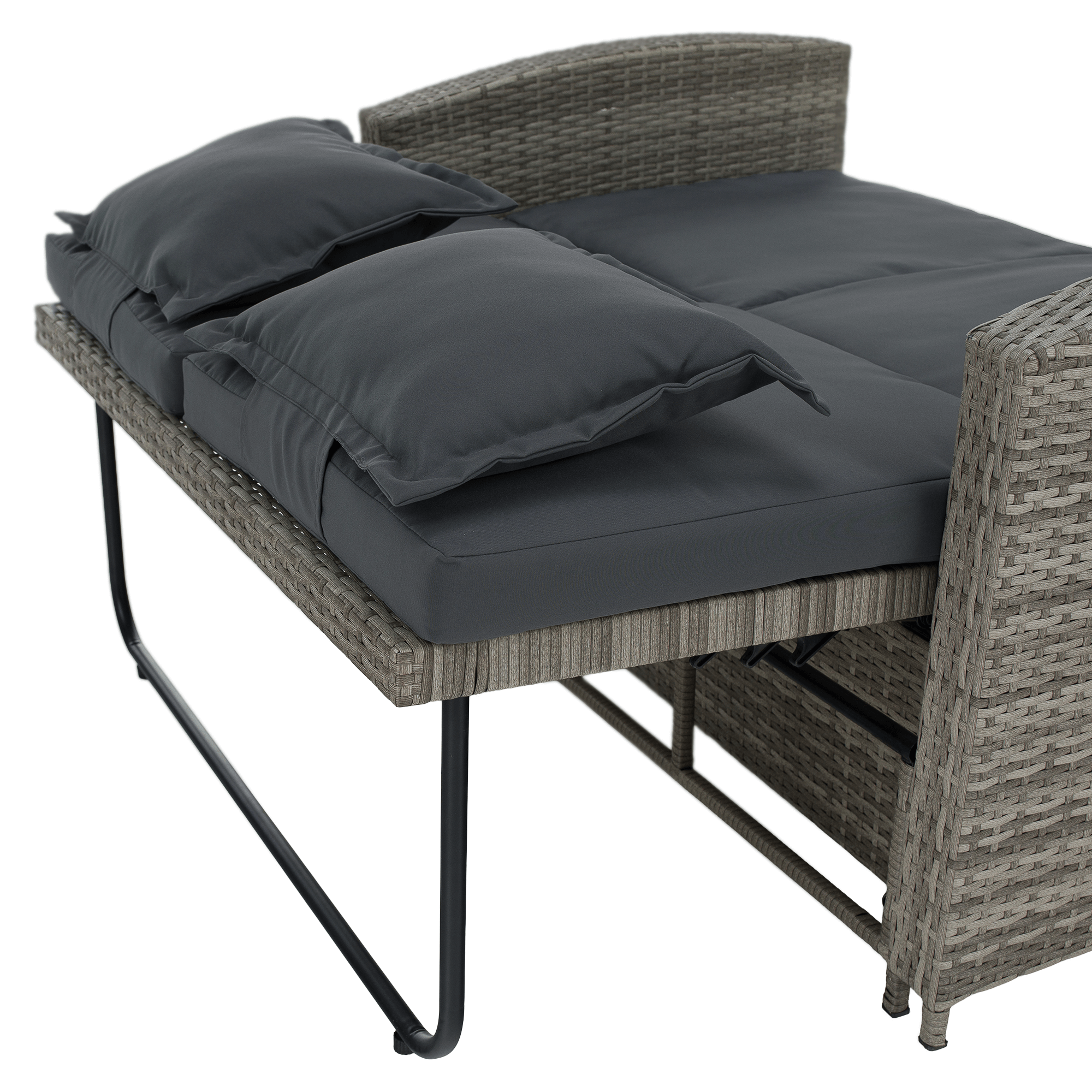 Canapea de gradina din ratan, gri/natural, MALORY — imaginea 12