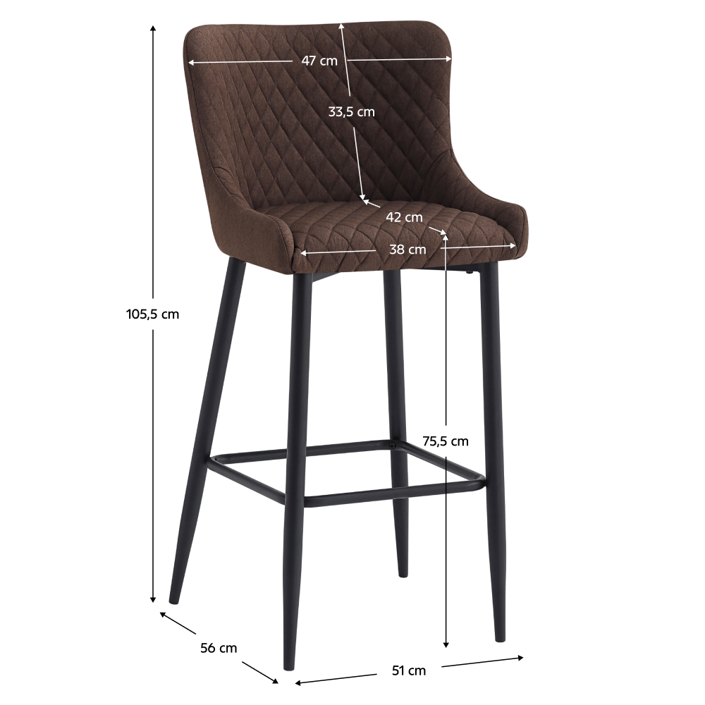Scaun de bar, maro/neagra, CEZARIA — imaginea 2