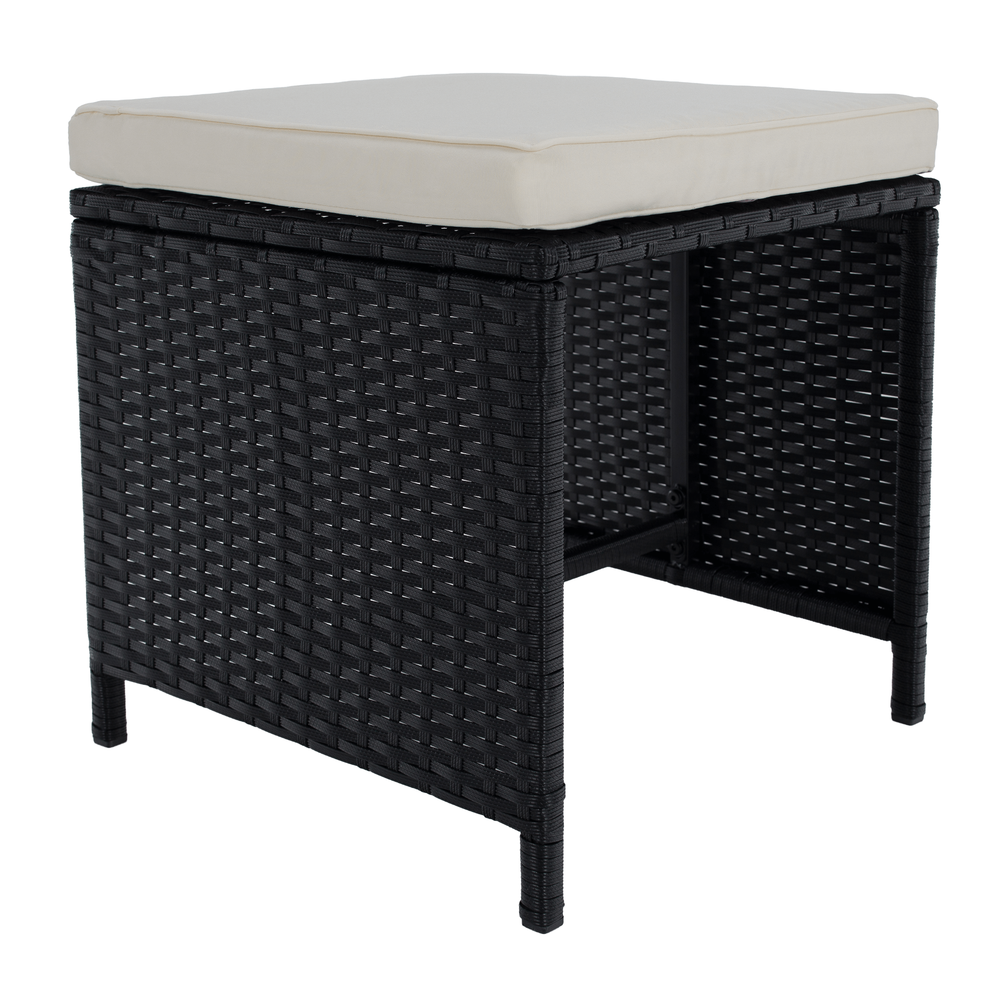 Set de gradina din ratan, lemn de salcam, negru/crem/natural, MELFORD — imaginea 16