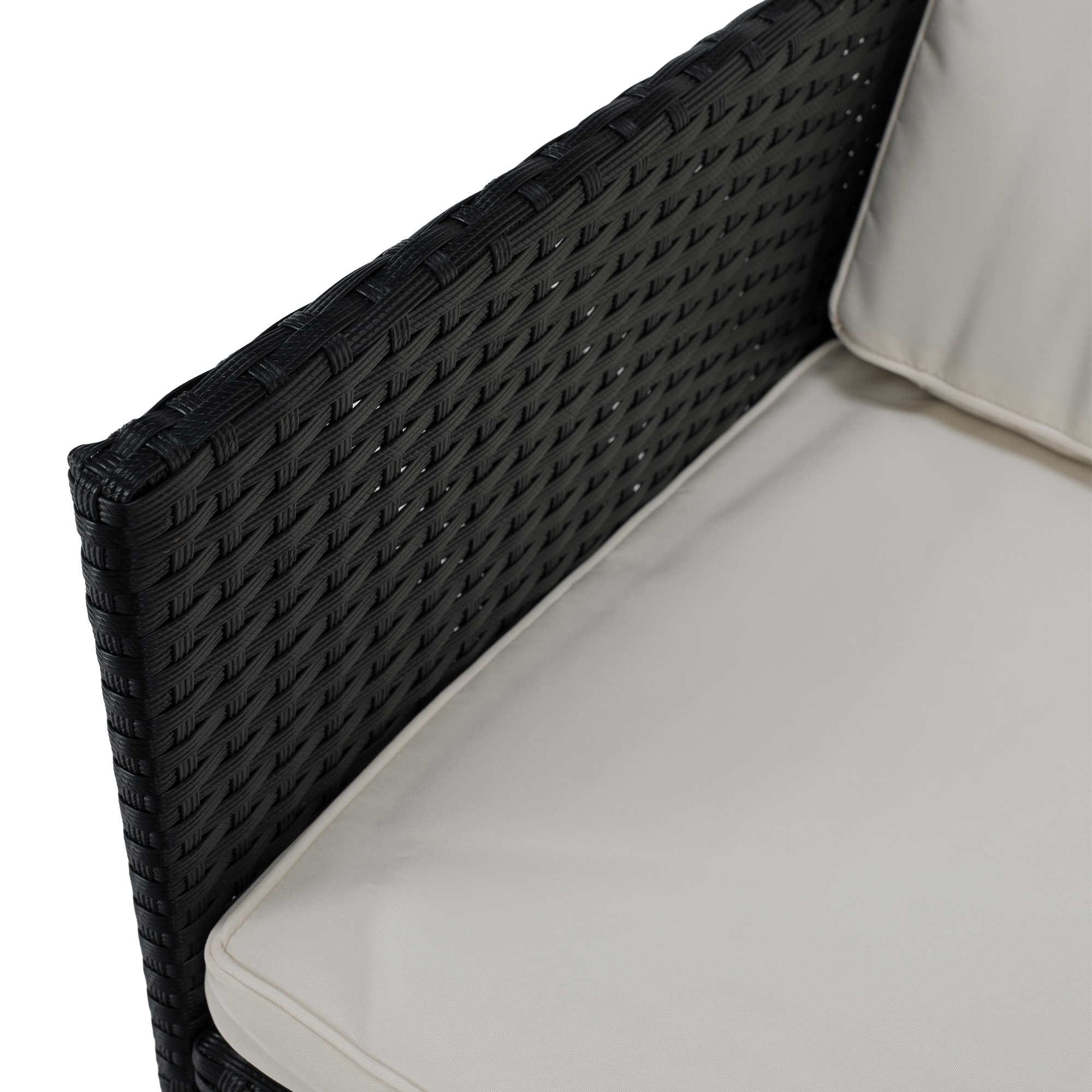Set de gradina din ratan, lemn de salcam, negru/crem/natural, MELFORD — imaginea 18