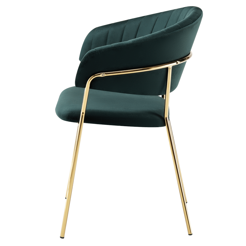 Fotoliu de sufragerie de design, verde inchis, Velvet/gold crom auriu, DASMIN TIP 1 — imaginea 2