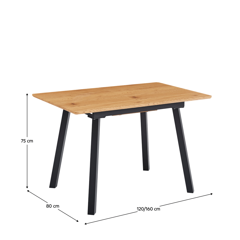 Masa de sufragerie extensibila, 120-160x80 cm, stejar/neagra, DIRAN — imaginea 5