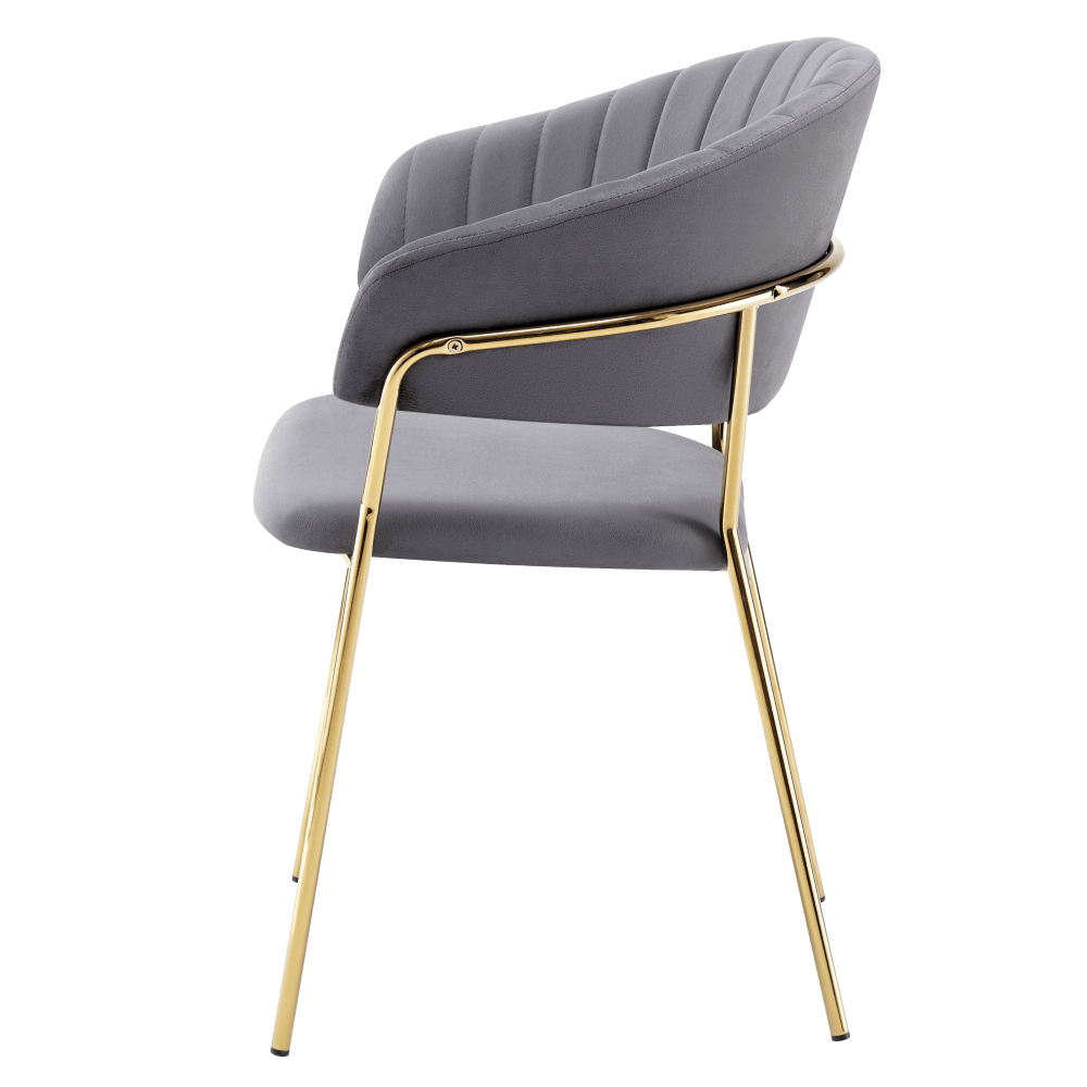 Fotoliu de sufragerie de design, gri-maro Velvet/gold crom auriu, DASMIN TIP 1 — imaginea 2