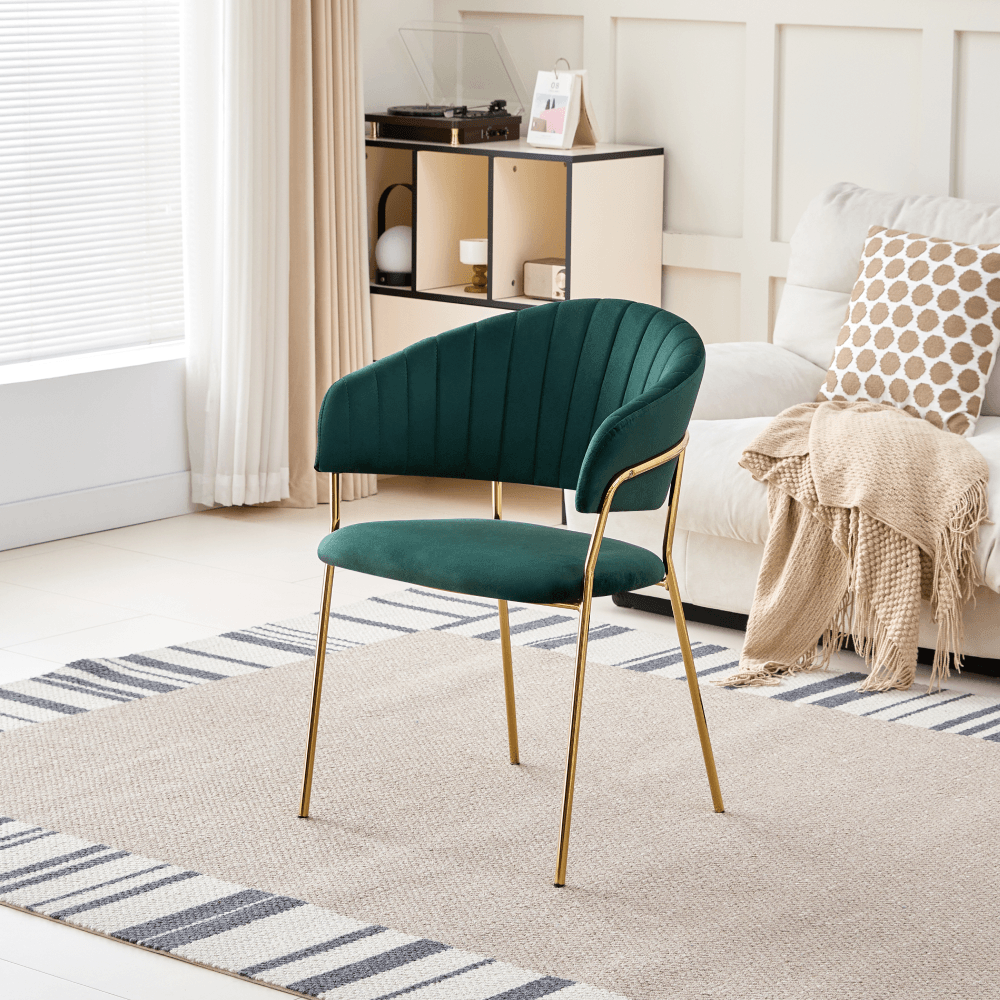 Fotoliu de sufragerie de design, verde inchis, Velvet/gold crom auriu, DASMIN TIP 1 — imaginea 4