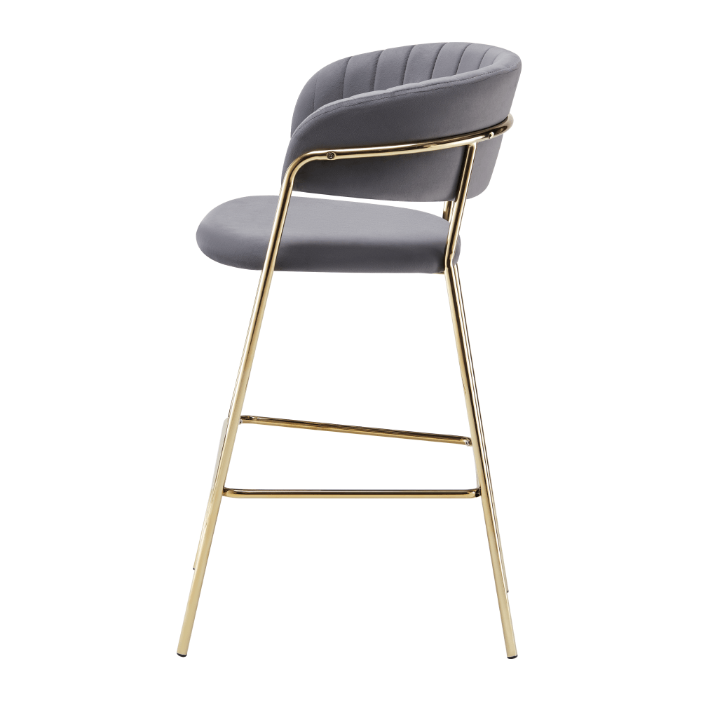 Scaun de bar de design, tesatura gri-maro Velvet/gold crom auriu, DASMIN TIP 2 — imaginea 2
