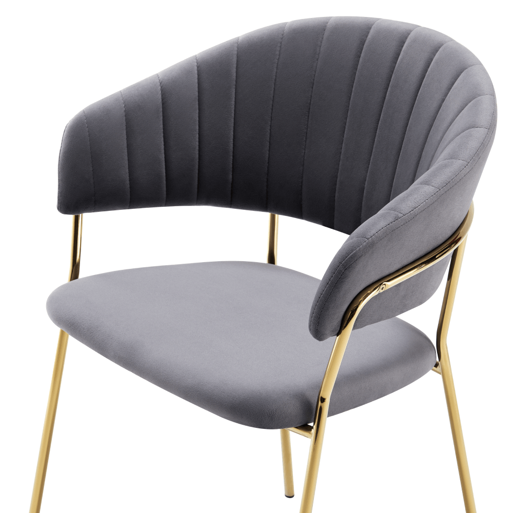 Fotoliu de sufragerie de design, gri-maro Velvet/gold crom auriu, DASMIN TIP 1 — imaginea 3