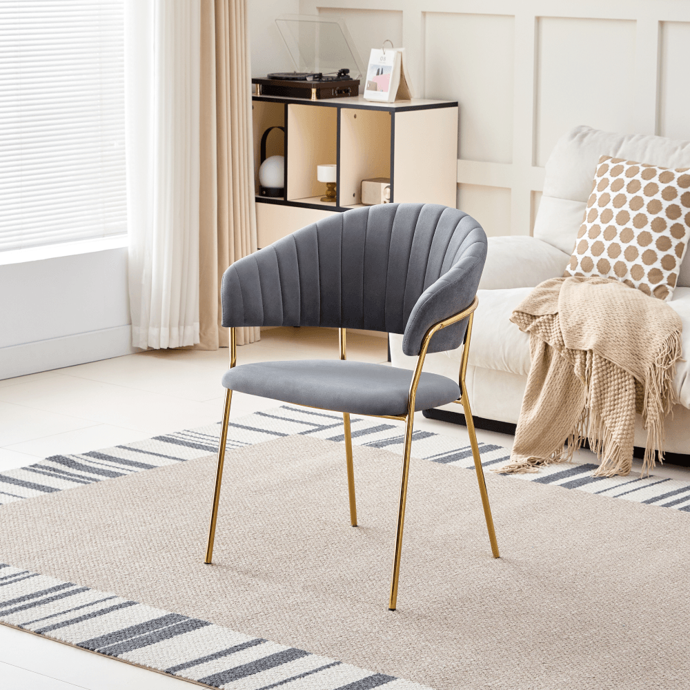 Fotoliu de sufragerie de design, gri-maro Velvet/gold crom auriu, DASMIN TIP 1 — imaginea 4
