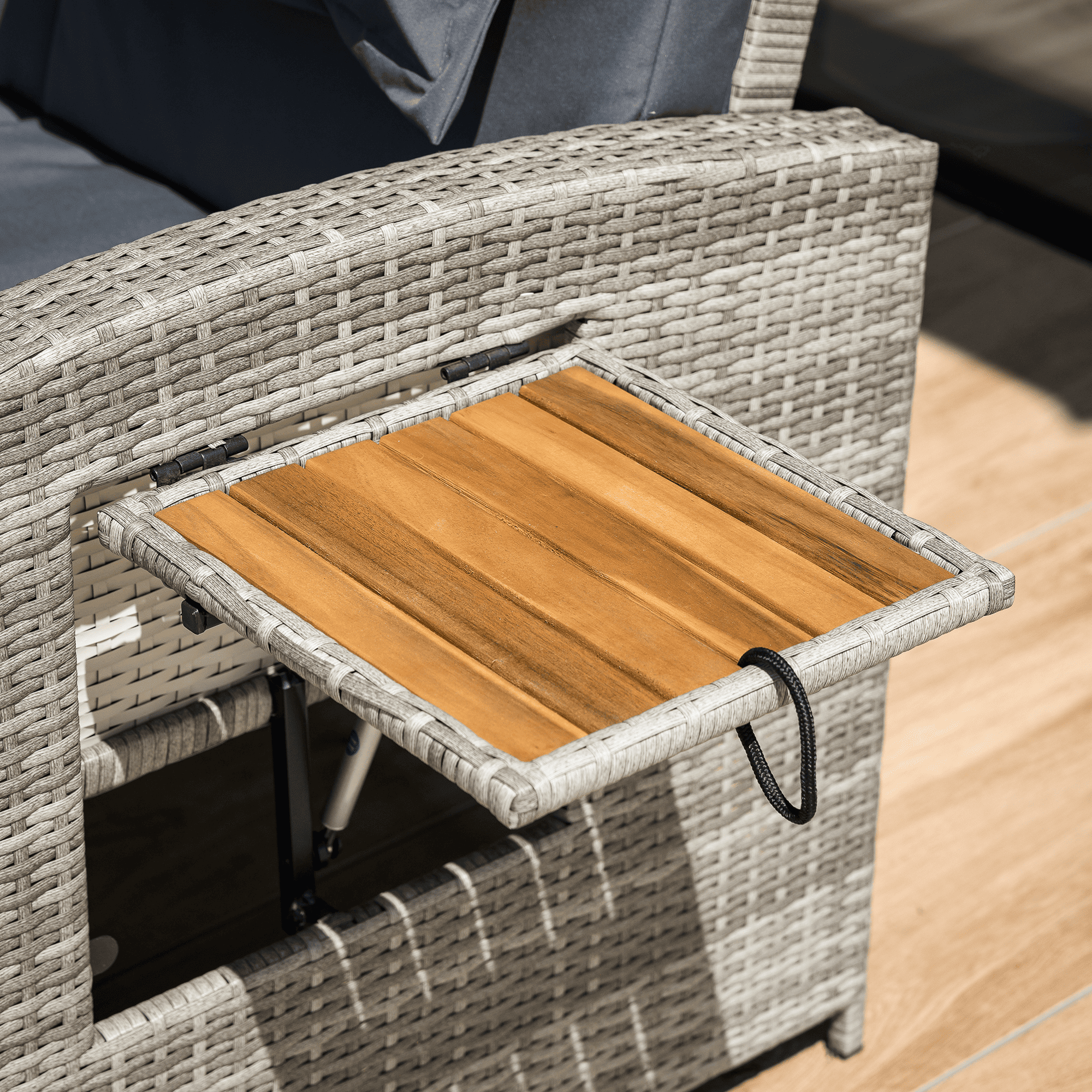 Canapea de gradina din ratan, gri/natural, MALORY — imaginea 20