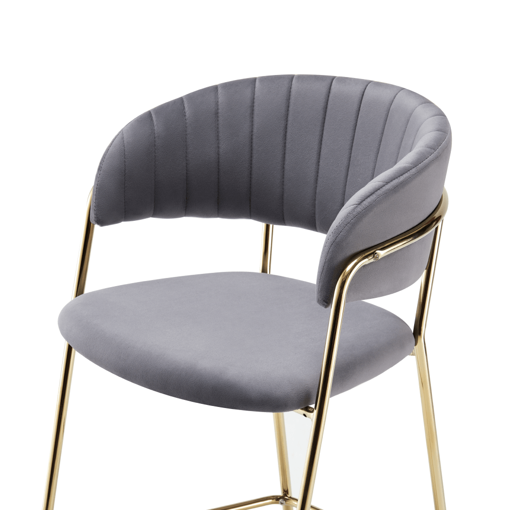 Scaun de bar de design, tesatura gri-maro Velvet/gold crom auriu, DASMIN TIP 2 — imaginea 4