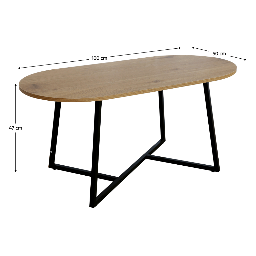Masuta de cafea, stejar/negru, FREMONT — imaginea 6