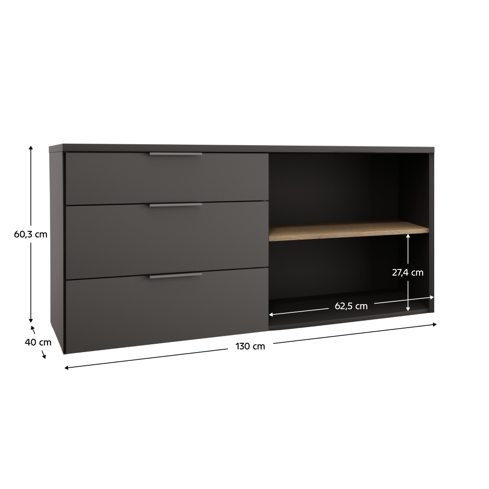 Comoda, antracit/stejar cremona, ADAPO ADP05 — imaginea 2