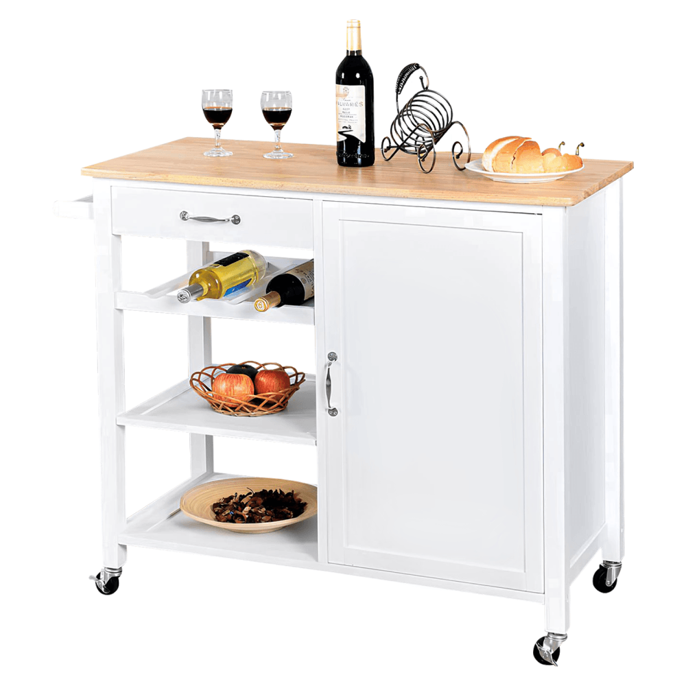 Carucior de servire, alb/natural, ROBINS — imaginea 2