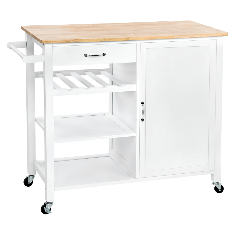 Carucior de servire, alb/natural, ROBINS — imaginea 3