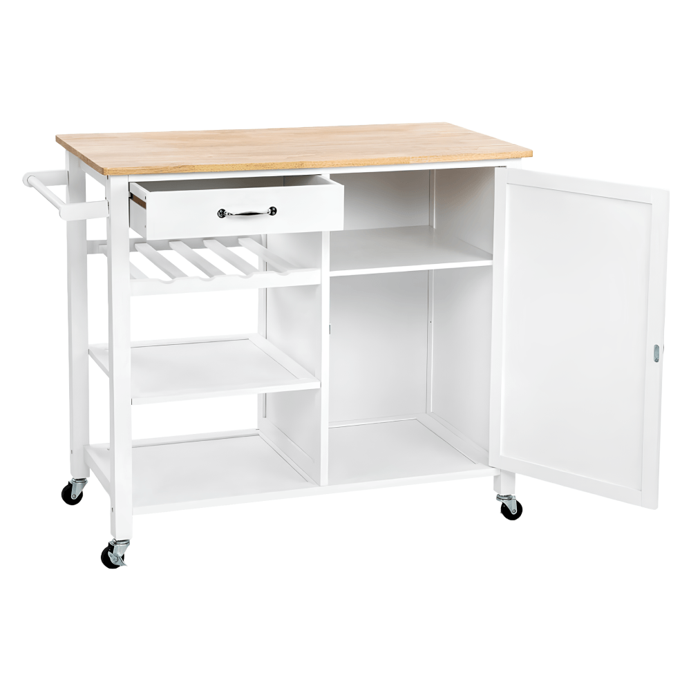 Carucior de servire, alb/natural, ROBINS — imaginea 4