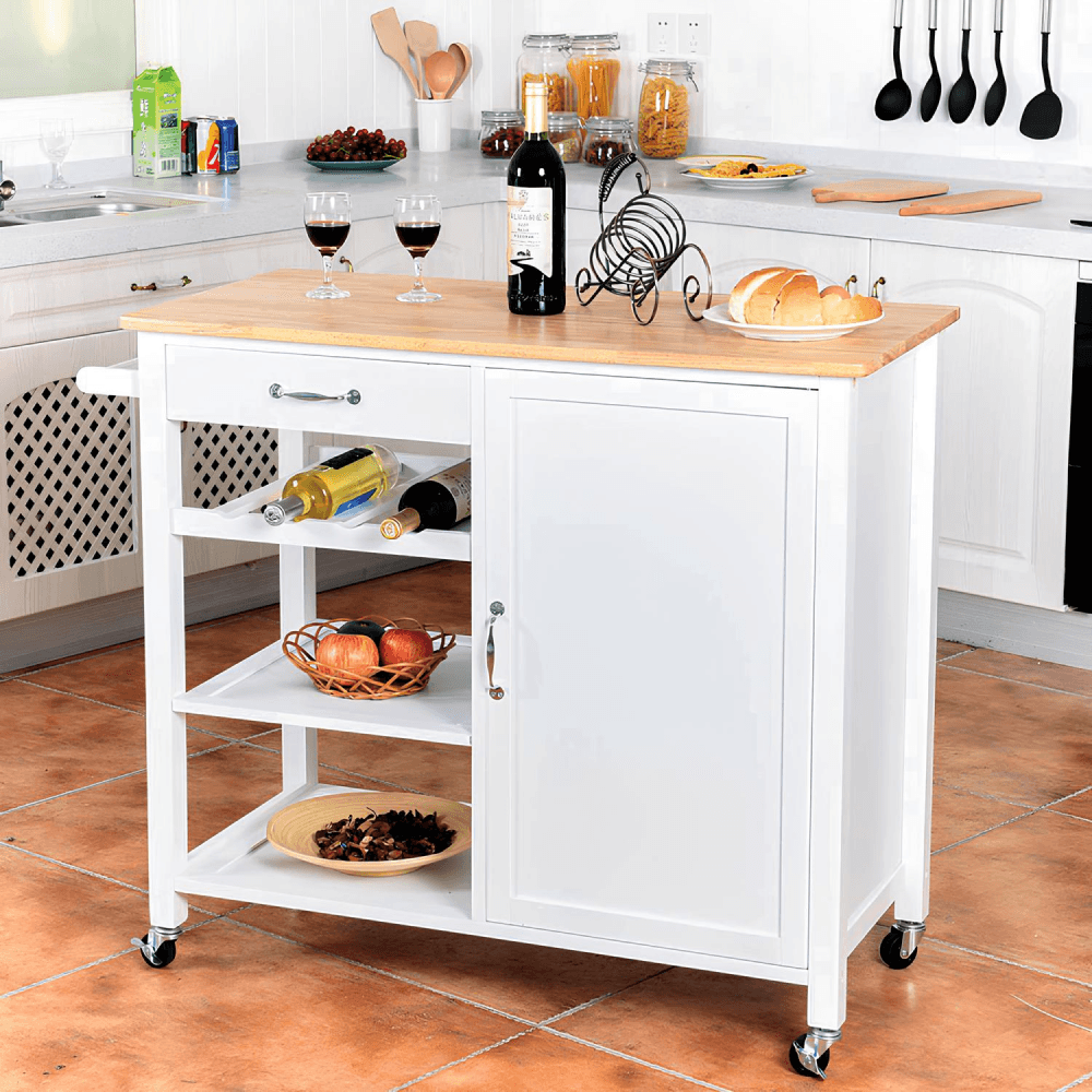 Carucior de servire, alb/natural, ROBINS — imaginea 5