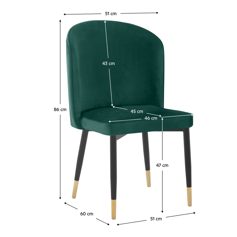 Scaun de sufragerie, tesatura Velvet verde/negru, UDAJA — imaginea 2