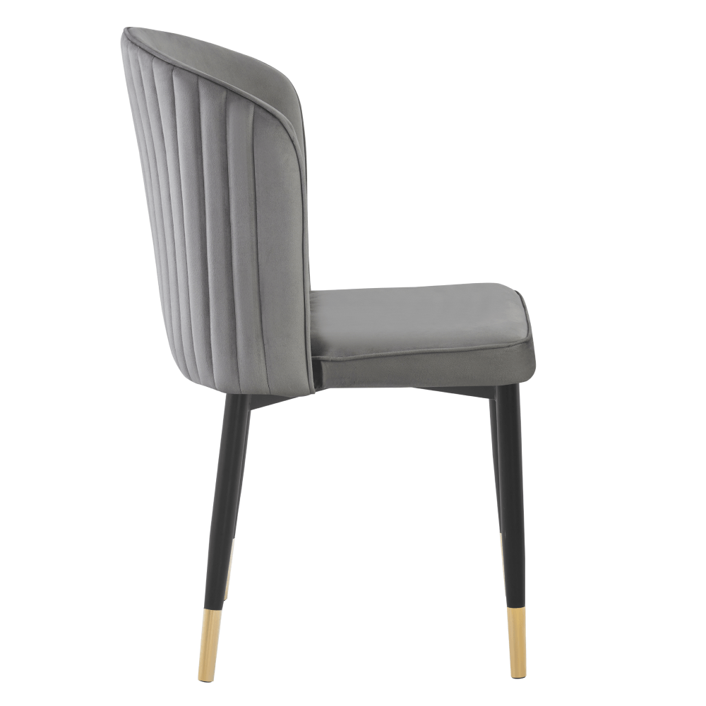 Scaun de sufragerie, tesatura Velvet gri/negru, UDAJA — imaginea 4