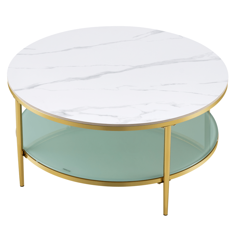 Masa de cafea, marmura deschisa/lapte/gold crom-auriu, ENION 2 NEW — imaginea 2