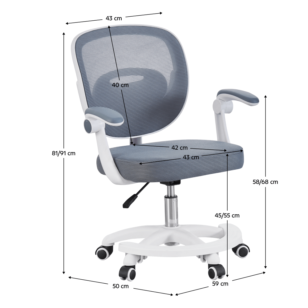Scaun pivotant, gri/alb, TRIXI TYP 2 — imaginea 2