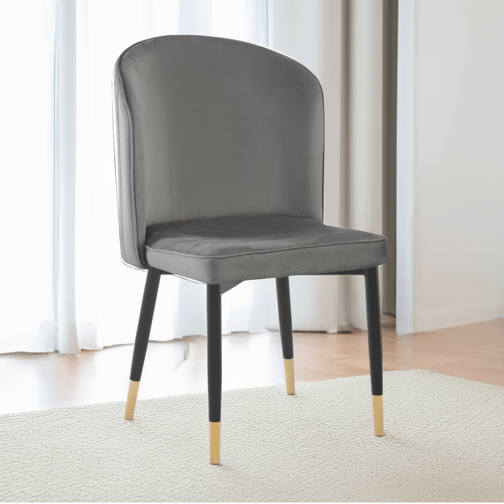 Scaun de sufragerie, tesatura Velvet gri/negru, UDAJA — imaginea 6