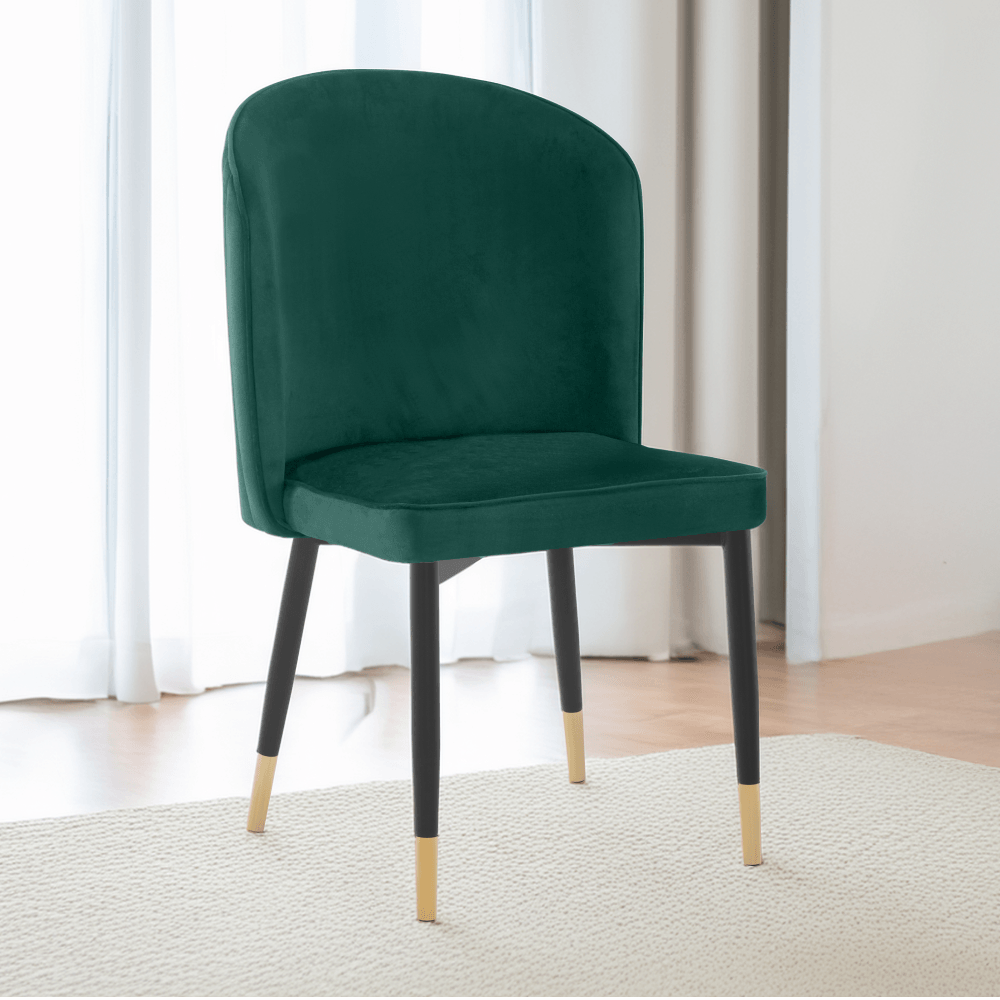 Scaun de sufragerie, tesatura Velvet verde/negru, UDAJA — imaginea 6