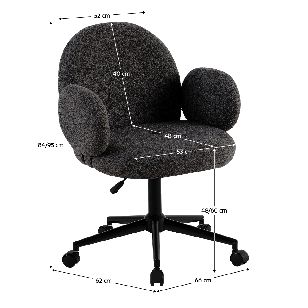 Scaun de birou, gri/negru, TURIO — imaginea 2