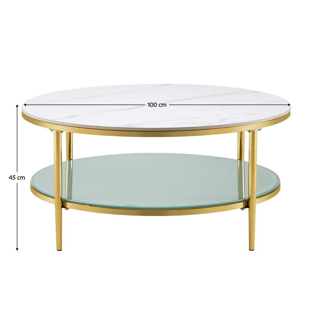Masa de cafea, marmura deschisa/lapte/gold crom-auriu, ENION 2 NEW — imaginea 6